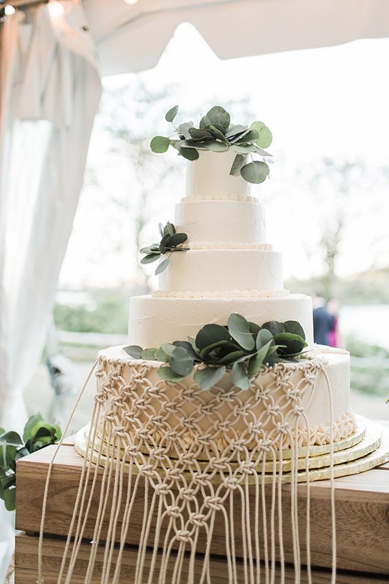 Mesa do Bolo Rústica com Toques de Macramê - detalhe