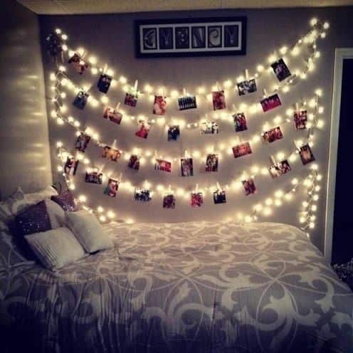 Luzes e Flores: Varal de Fotos Iluminado - detalhe