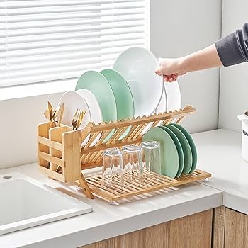 Escorredor de Bambu com Plantinhas: Um Jardim na Cozinha - detalhe