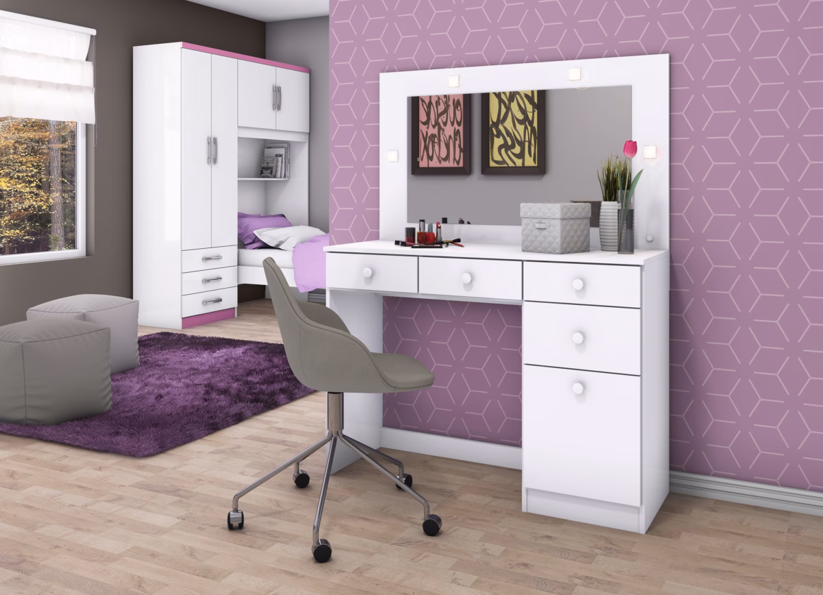 Penteadeira Camarim Iluminada: Seu Cantinho de Beleza dos Sonhos - detalhe