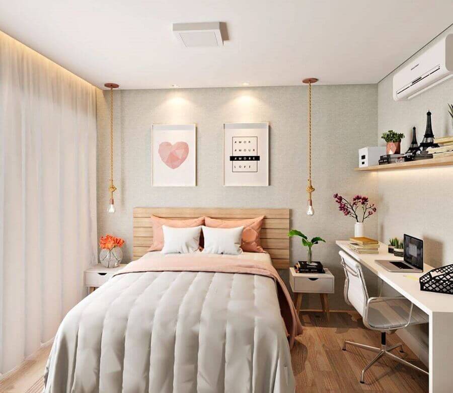 Quarto de Casal com Escritório e Cantinho de Leitura: Um Espaço para Relaxar e Inspirar - ideia