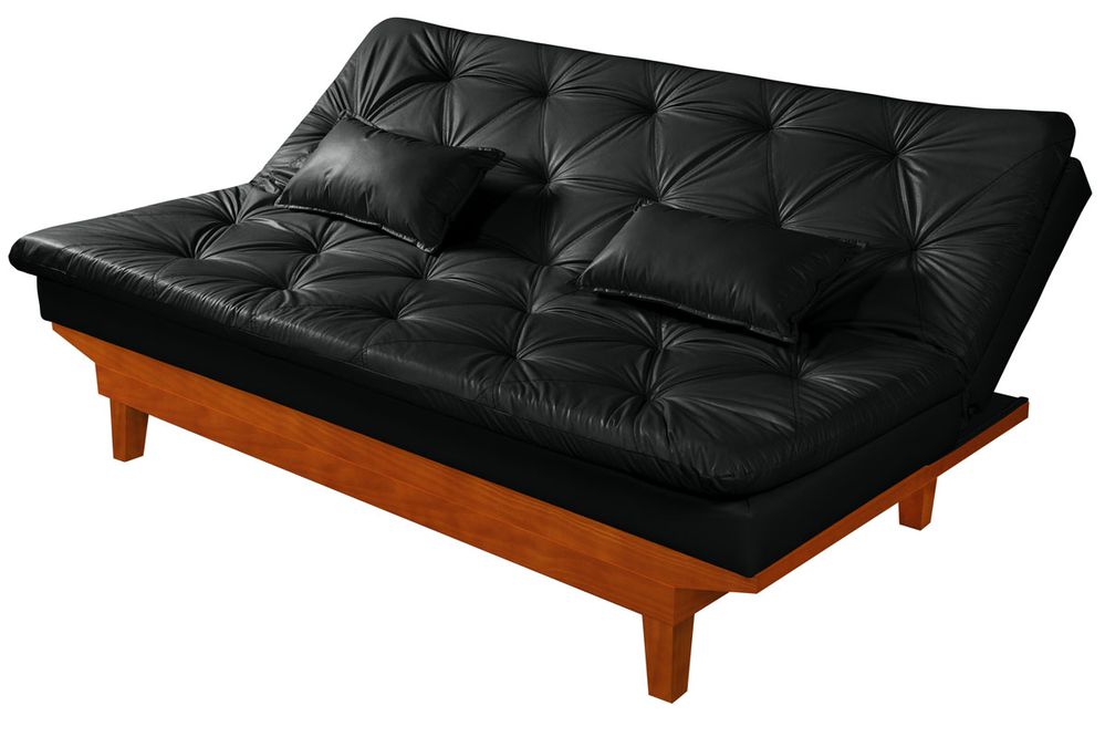 Sofisticação Urbana: Sofá-Cama de Couro em Ambiente Moderno - ideia