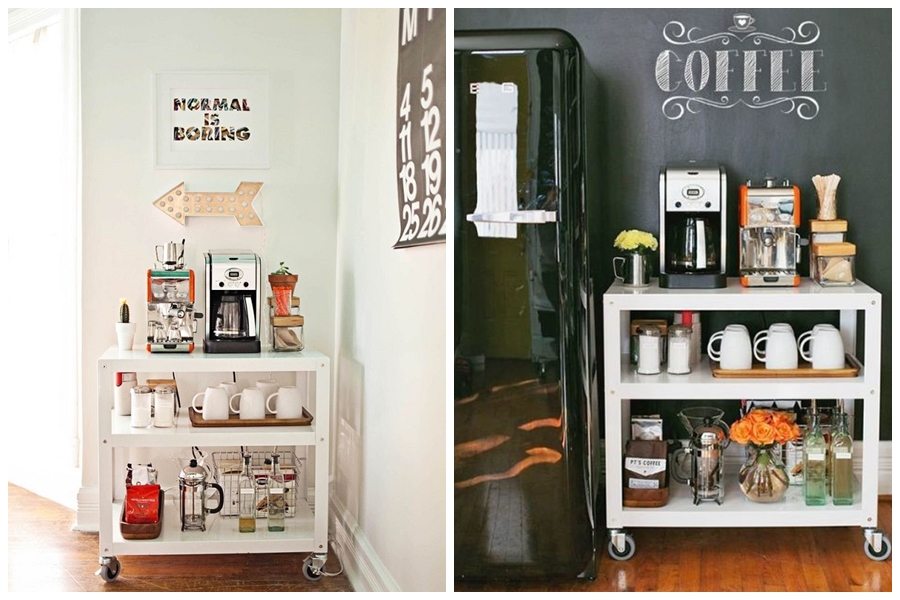 Cantinho do Café Inteligente: Um Carrinho Bar para Otimizar Seu Espaço - ideia