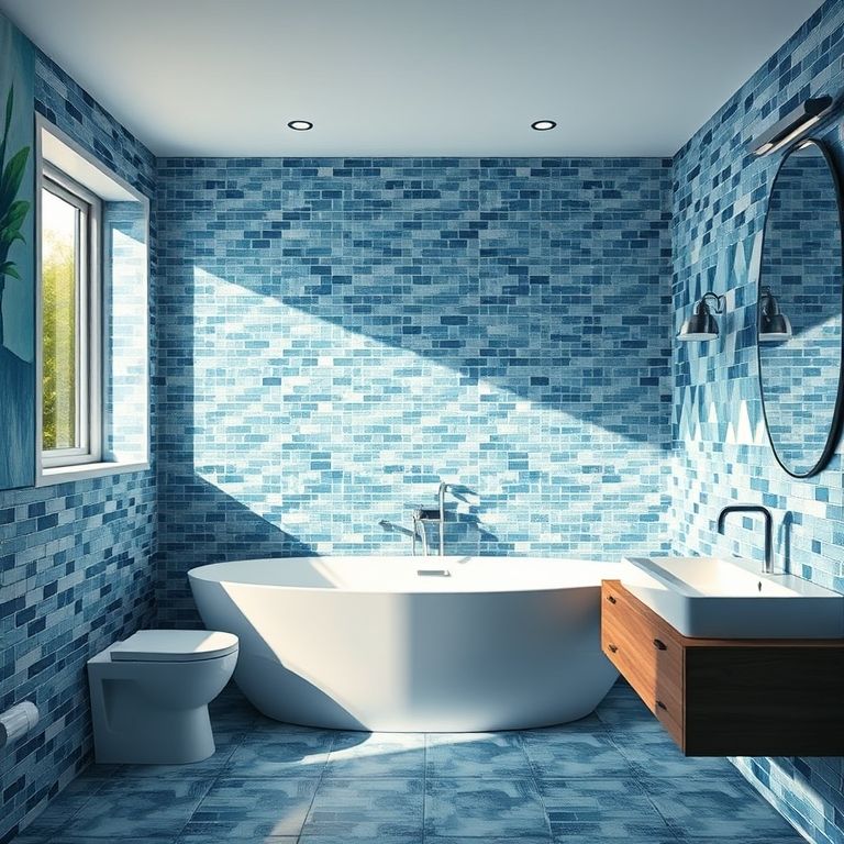 Pastilhas de Vidro Degradê: Um Oceano de Calma no Seu Banheiro - inspiração