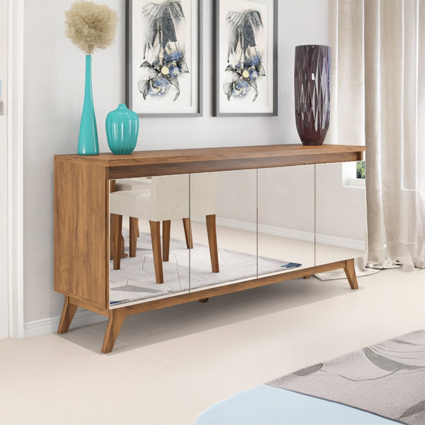 Buffet com Espelho: Sofisticação e Amplitude no Seu Ambiente - inspiração