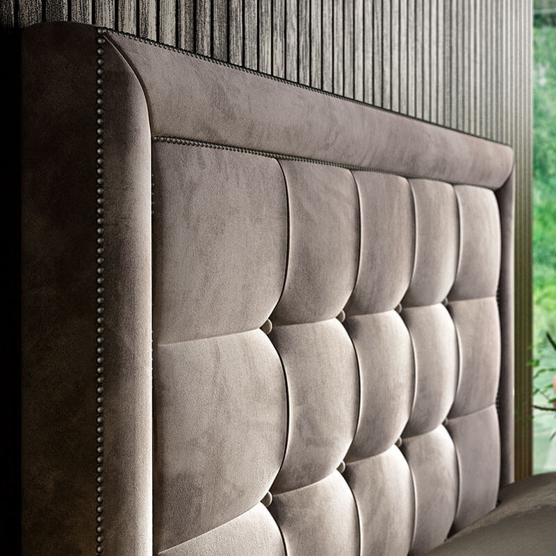 Cabeceira Estofada em Veludo: Luxo e Conforto! - detalhe