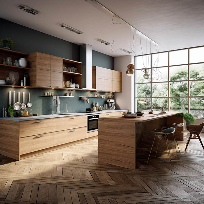 Armários Clarinhos com Detalhes em Madeira: Aconchego e Elegância! - inspiração