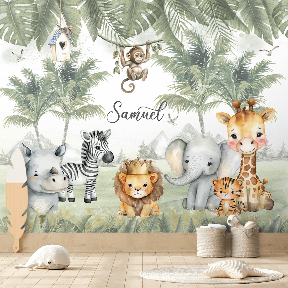 Aventura na Selva: Quarto Temático com Papel de Parede e Texturas Naturais - detalhe