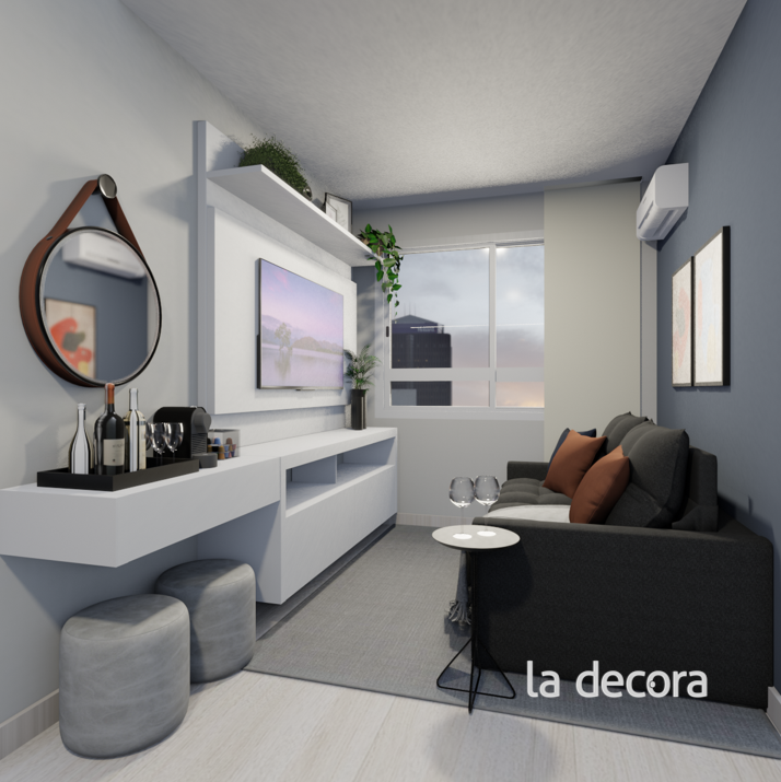 Maximizando Espaços Pequenos com Espelhos e Prateleiras Flutuantes - inspiração