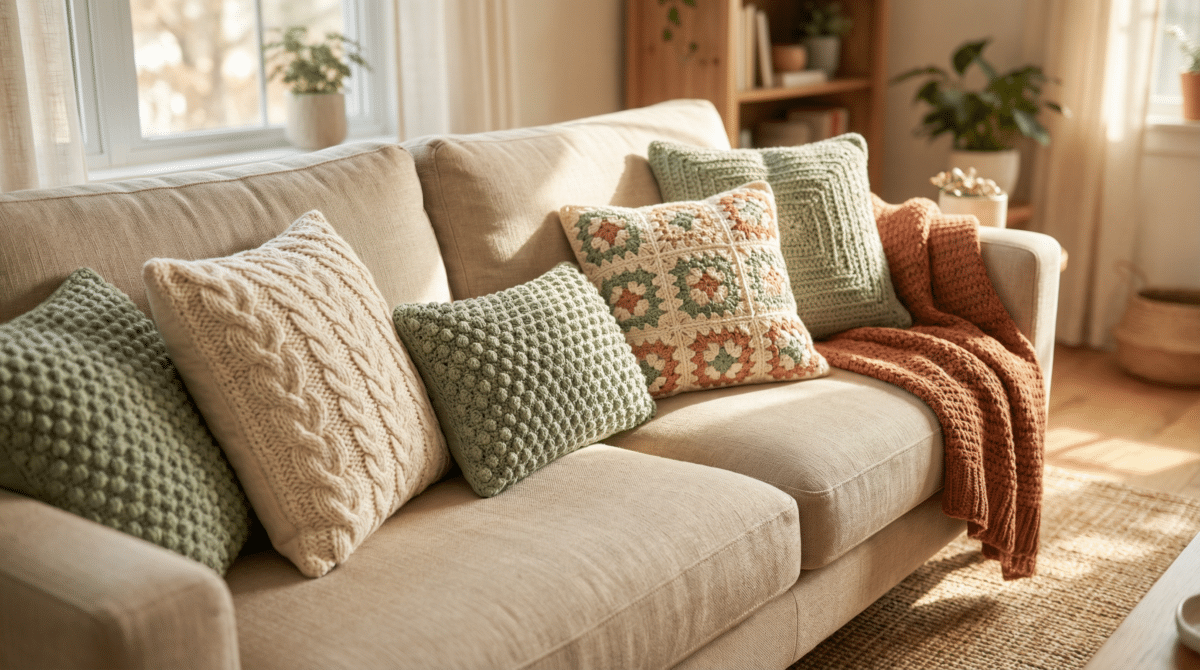 Detalhes em Tricô: Mantas e Almofadas Para um Toque Artesanal - ideia