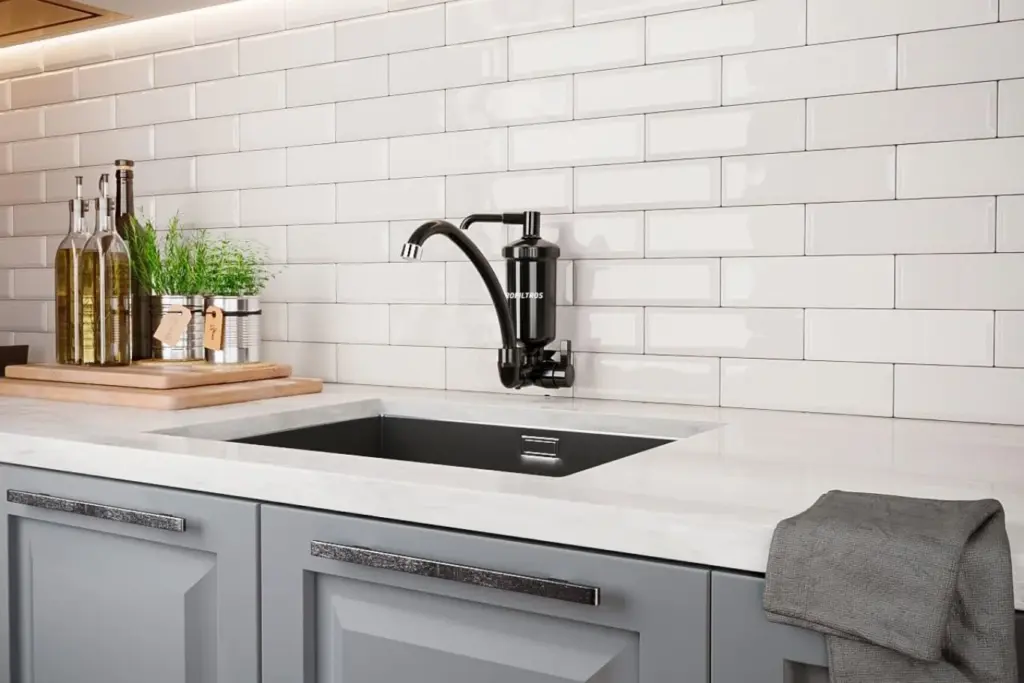 Purificador Moderno Integrado à Bancada da Cozinha - detalhe