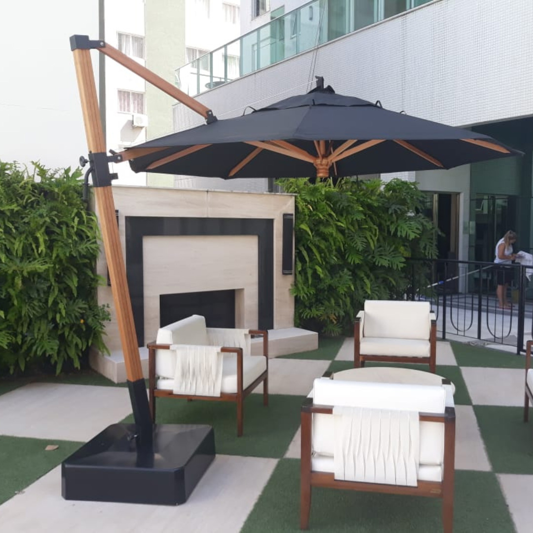 Ombrelone Lateral com Base de Granito: Luxo e Estabilidade - detalhe