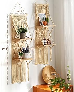 Prateleira Suspensa com Macramê: Um Toque Boho Chic - inspiração