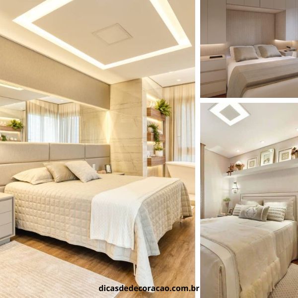 Quarto de Casal Decorado com Painel Ripado Iluminado: Aconchego Moderno - detalhe