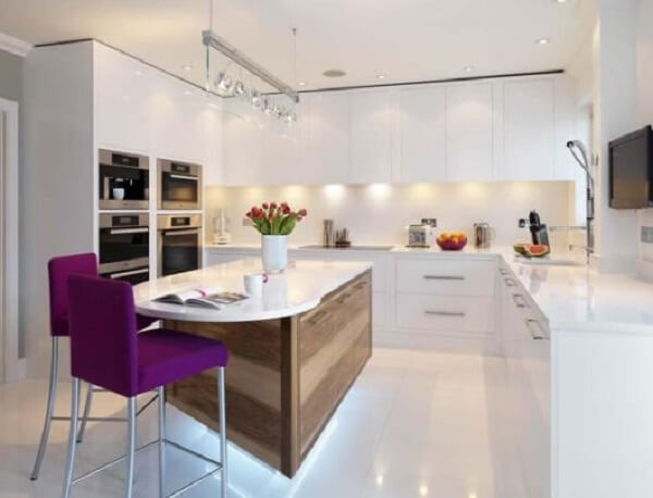 Cozinha Clean com Porcelanato Líquido Branco Impecável - inspiração