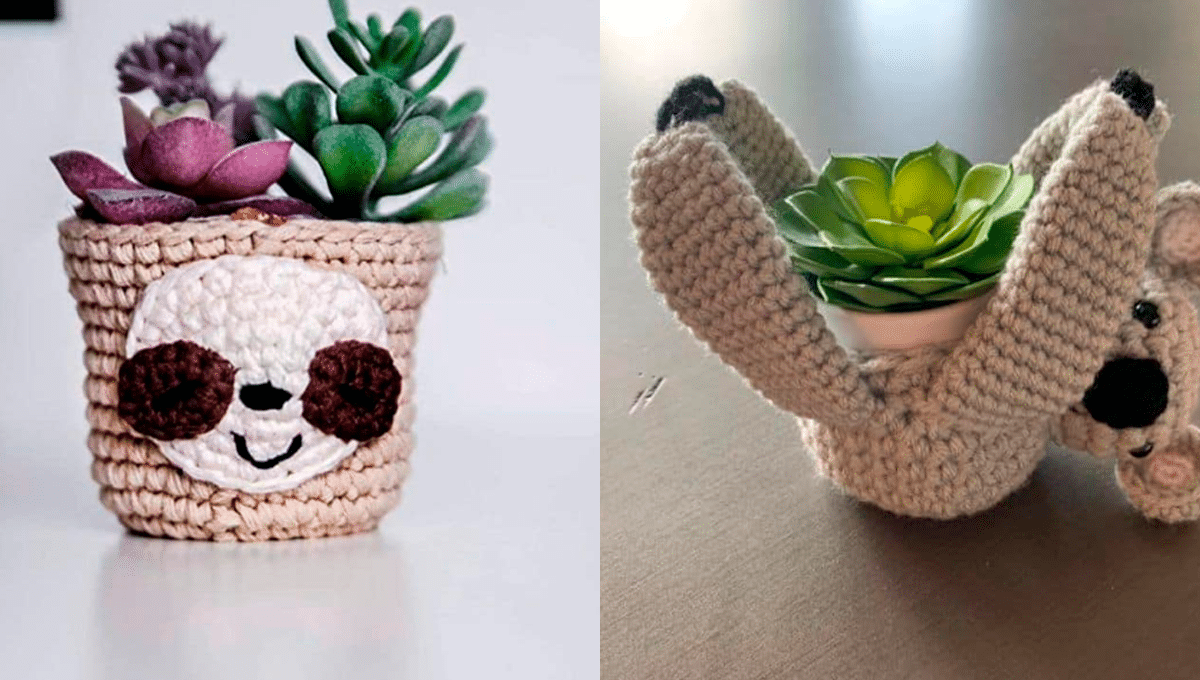 Em Cachepots de Crochê Colorido: Aconchego e Estilo Boho - ideia