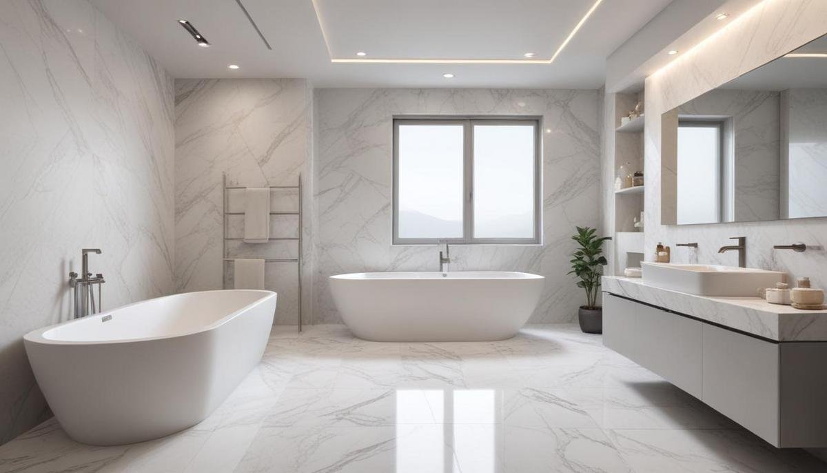 Vantagens do porcelanato imitando mármore no banheiro